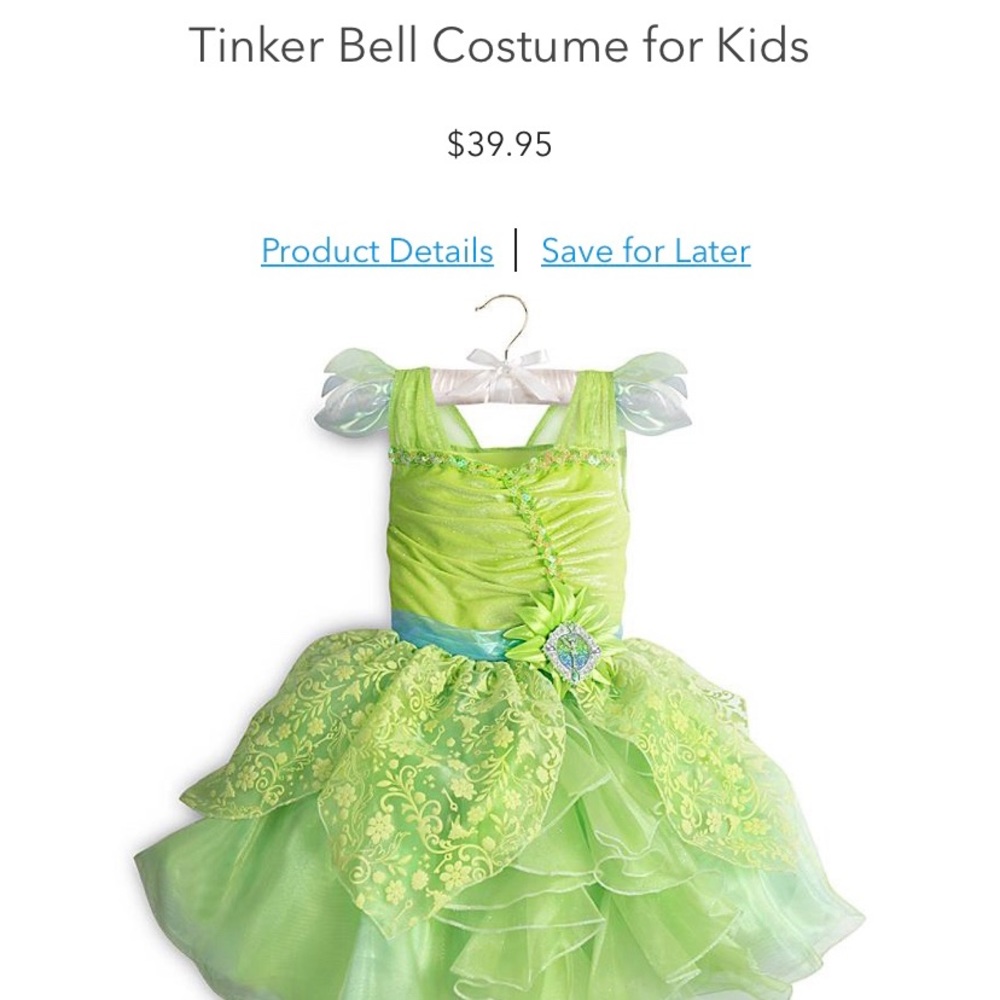 Disney Girls Tinkerbell Costume & Wing Set